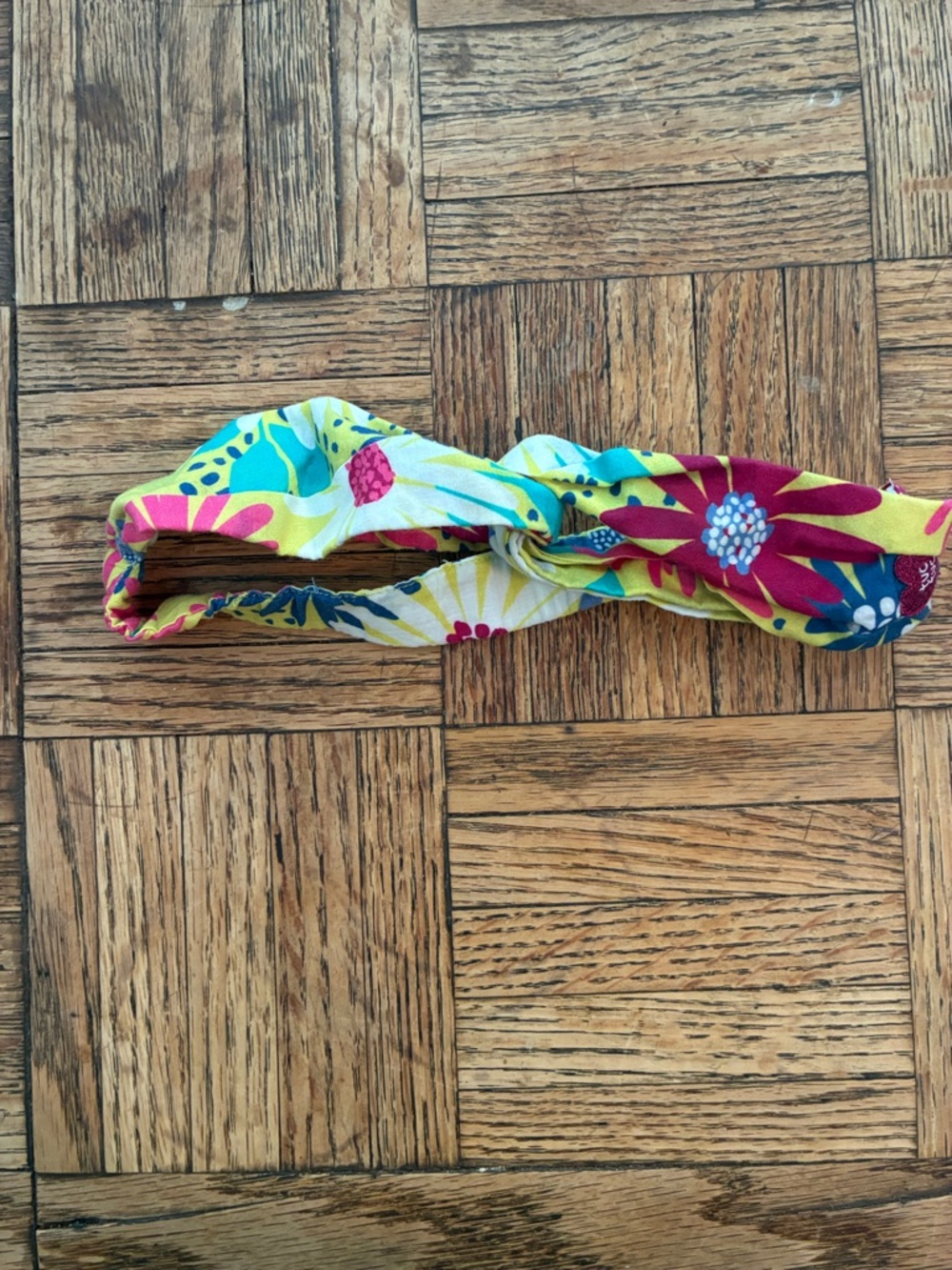 Floral Knot Stretch Headband in Yellow, Pink & Teal